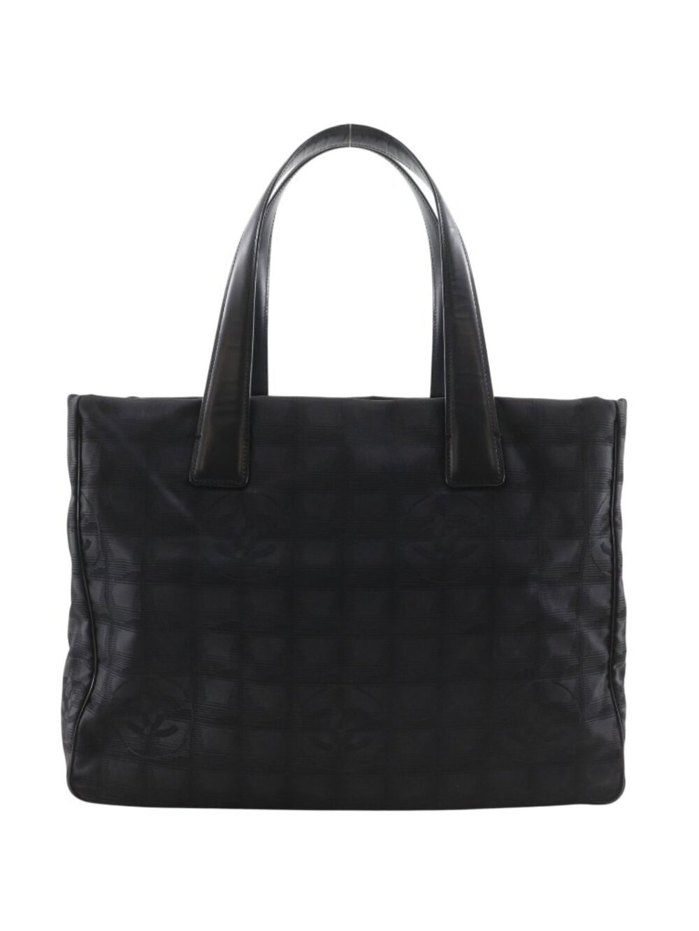 Chanel New Travel Line Tote Bag MM Nylon Canvas Black